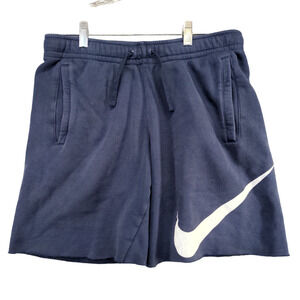 Nike Men's Cut Off Sweat Shorts Blue Size Small Cotton Blend Slash Pockets
